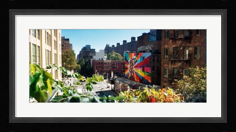 Framed Buildings around a street from the High Line in Chelsea, New York City, New York State, USA Print