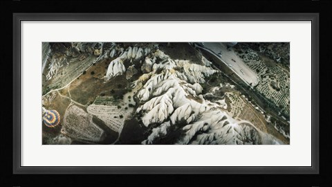 Framed Aerial view of rock formations, Cappadocia, Central Anatolia Region, Turkey Print