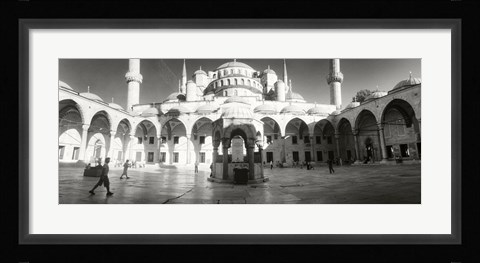 Framed Courtyard of Blue Mosque in Istanbul, Turkey (black and white) Print