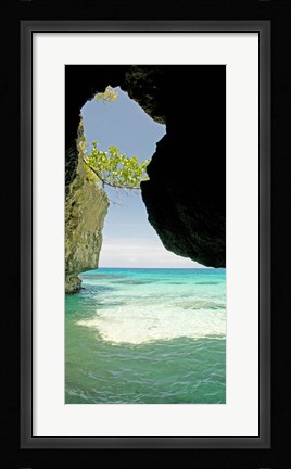Framed Cliffside cave at Xtabi Hotel, Negril, Westmoreland, Jamaica Print