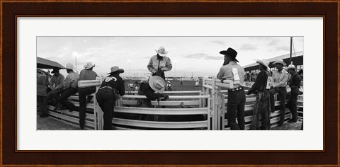 Framed Cowboys at rodeo, Pecos, Texas, USA Print