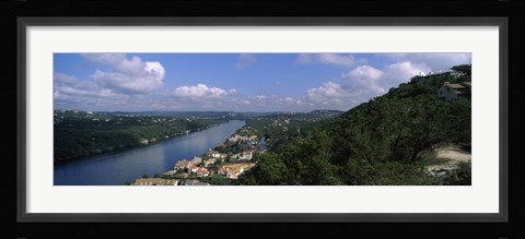 Framed High angle view of a city at the waterfront, Austin, Travis County, Texas, USA Print