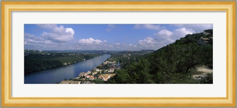 Framed High angle view of a city at the waterfront, Austin, Travis County, Texas, USA Print