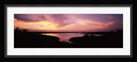 Framed Lake Travis at dusk - Pink Sky, Austin, Texas Print