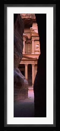 Framed Treasury through the rocks, Petra, Wadi Musa, Jordan Print