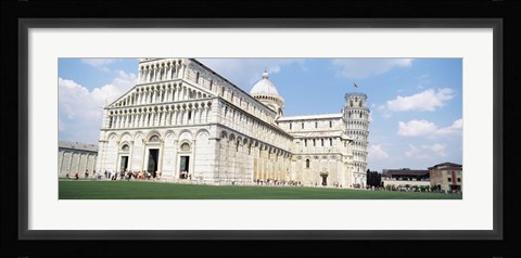 Framed Tower with a cathedral, Leaning Tower Of Pisa, Pisa Cathedral, Piazza Dei Miracoli, Pisa, Tuscany, Italy Print