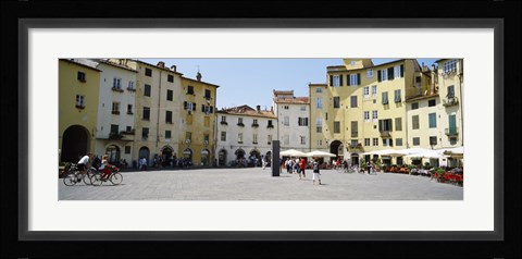 Framed Tourists at a town square, Piazza Dell'Anfiteatro, Lucca, Tuscany, Italy Print