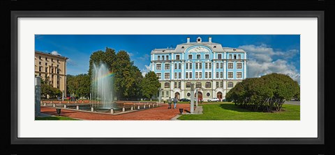 Framed Garden in front of an education building, Russian Navy School Building, St. Petersburg, Russia Print