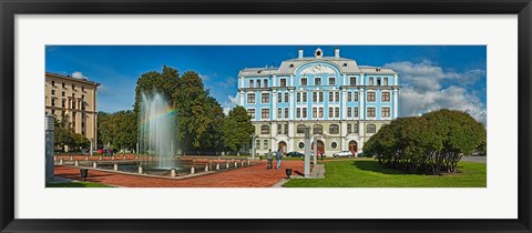 Framed Garden in front of an education building, Russian Navy School Building, St. Petersburg, Russia Print