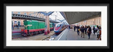 Framed Bullet train at a railroad station, St. Petersburg, Russia Print