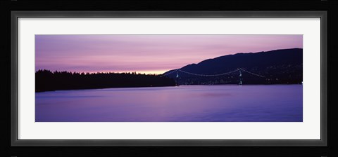 Framed Lions Gate Bridge at dusk, Vancouver, British Columbia, Canada Print