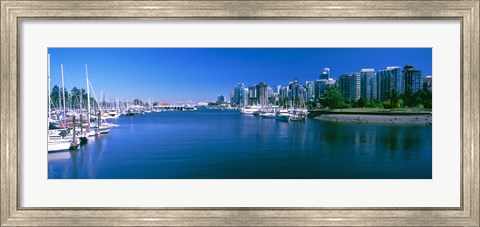 Framed Boats at a marina, Vancouver, British Columbia, Canada Print