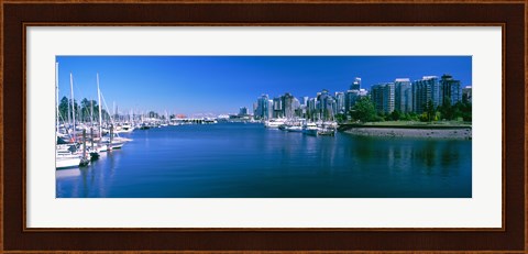 Framed Boats at a marina, Vancouver, British Columbia, Canada Print