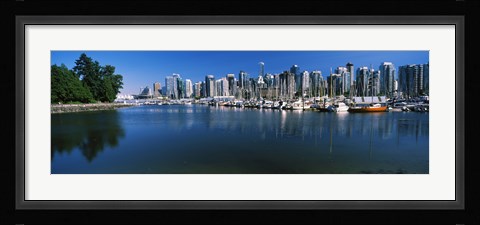 Framed Marina with city at waterfront, Vancouver, British Columbia, Canada 2013 Print