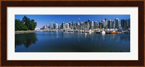 Framed Marina with city at waterfront, Vancouver, British Columbia, Canada 2013 Print