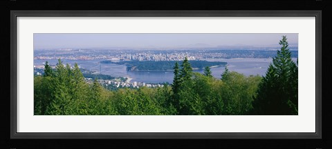Framed Vancouver viewed from from a far, British Columbia, Canada Print