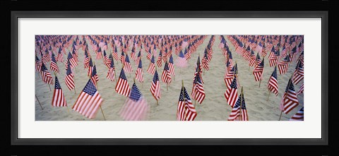 Framed 9/11 tribute flags, Pepperdine University, Malibu, California, USA Print