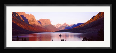 Framed St. Mary Lake at US Glacier National Park, Montana, USA Print
