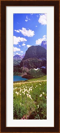 Framed Beargrass with Grinnell Lake in the background, US Glacier National Park, Montana Print