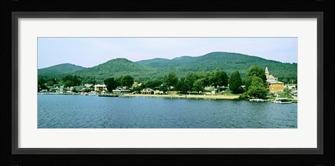 Framed Lake George shore line, New York State, USA Print
