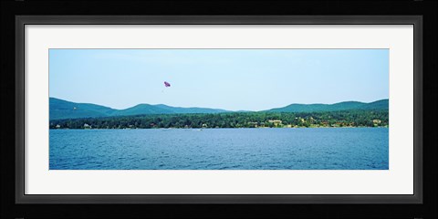 Framed Parasailing on Lake George, New York State, USA Print