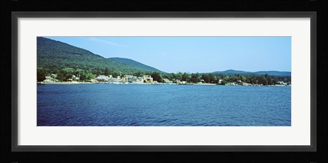 Framed View of a dock, Lake George, New York State, USA Print