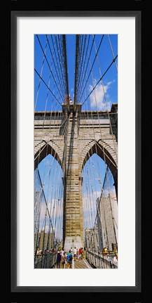 Framed People at a suspension bridge, Brooklyn Bridge, New York City, New York State, USA Print