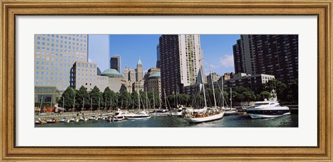Framed Boats at North Cove Yacht Harbor, New York City (horizontal) Print