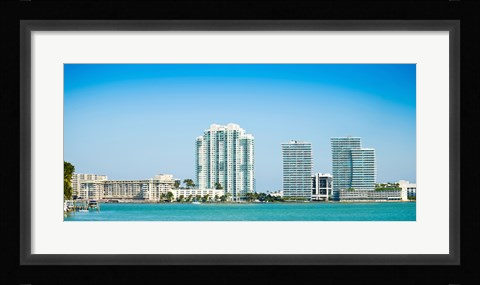 Framed Modern buildings at the waterfront, Miami, Florida, USA 2013 Print