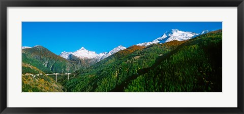 Framed Bridge at Simplon Pass road in autumn, Valais Canton, Switzerland Print