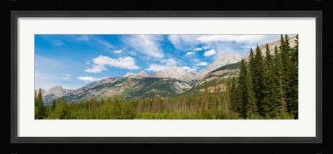 Framed Trees with Canadian Rockies in the background, Smith-Dorrien Spray Lakes Trail, Kananaskis Country, Alberta, Canada Print