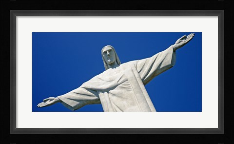 Framed Low angle view of the Christ The Redeemer, Corcovado, Rio De Janeiro, Brazil Print