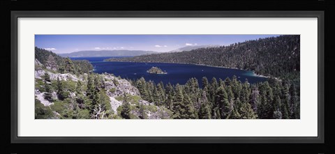 Framed High angle view of a lake with mountains in the background, Lake Tahoe, California, USA Print