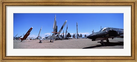 Framed Missile and military plane at a museum, White Sands Missile Range Museum, Alamogordo, New Mexico, USA Print