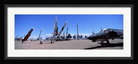 Framed Missile and military plane at a museum, White Sands Missile Range Museum, Alamogordo, New Mexico, USA Print