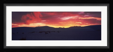 Framed Silhouette of a mountain range at dusk, White Sands National Monument, New Mexico Print