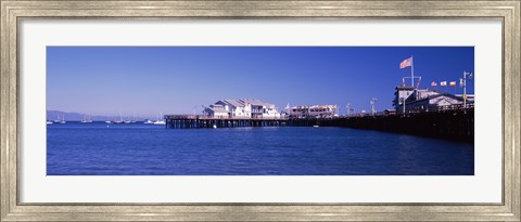 Framed Harbor and Stearns Wharf, Santa Barbara, California Print