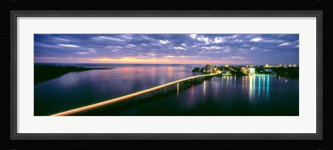 Framed Estero Boulevard at night, Fort Myers Beach, Estero Island, Lee County, Florida, USA Print