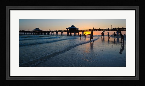 Framed Pier at sunset, Fort Myers Beach, Estero Island, Lee County, Florida, USA Print