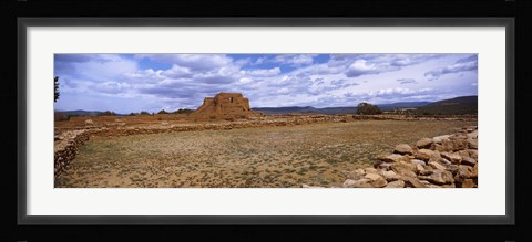 Framed Landscape view of Pecos Pueblo mission church ruins, Pecos National Historical Park, New Mexico, USA Print