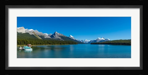 Framed Lake with mountains in the background, Maligne Lake, Jasper National Park, Alberta, Canada Print