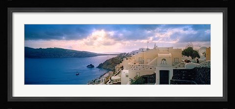 Framed Town at the waterfront, Santorini, Cyclades Islands, Greece Print
