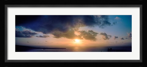 Framed Sea at sunset, Santorini, Cyclades Islands, Greece Print