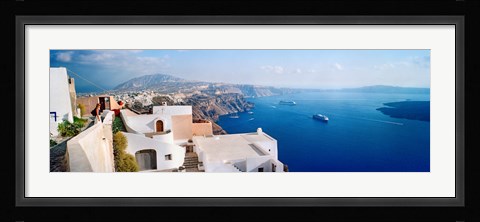 Framed High angle view of a town at coast, Santorini, Cyclades Islands, Greece Print