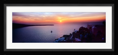 Framed Town at sunset, Santorini, Cyclades Islands, Greece Print