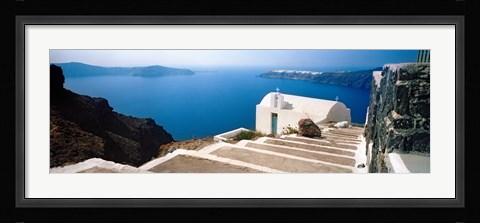 Framed Steps leading to church, Santorini, Cyclades Islands, Greece Print