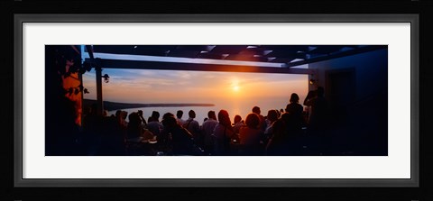 Framed People looking at sunset, Santorini, Cyclades Islands, Greece Print