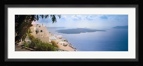 Framed Dwellings along cliff, Santorini, Greece Print