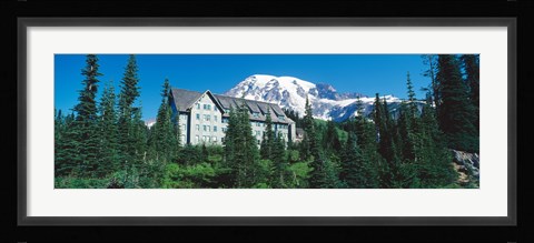 Framed Lodge on a hill, Paradise Lodge, Mt Rainier National Park, Washington State, USA Print