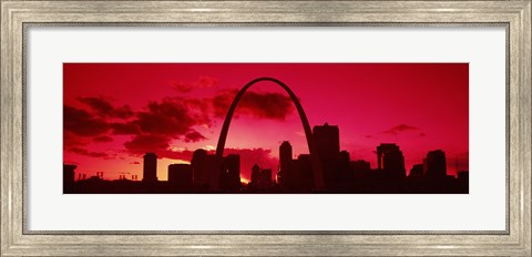 Framed Gateway Arch with city skyline at sunset, St. Louis, Missouri Print